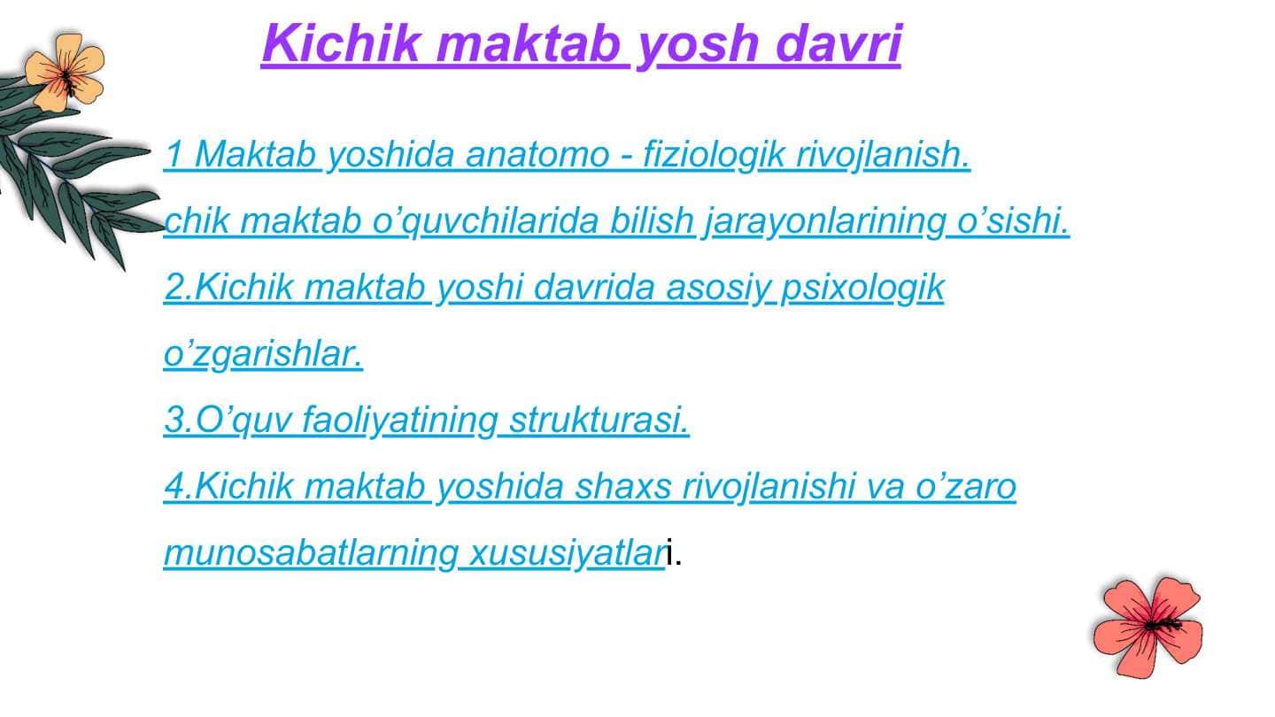 Kichik maktab yosh davri