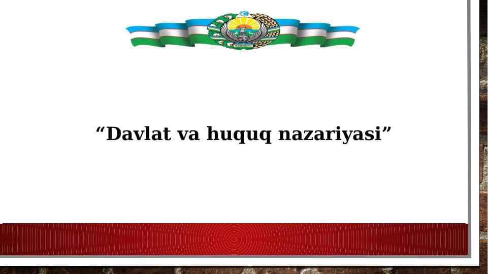 Davlat va huquq nazariyasi