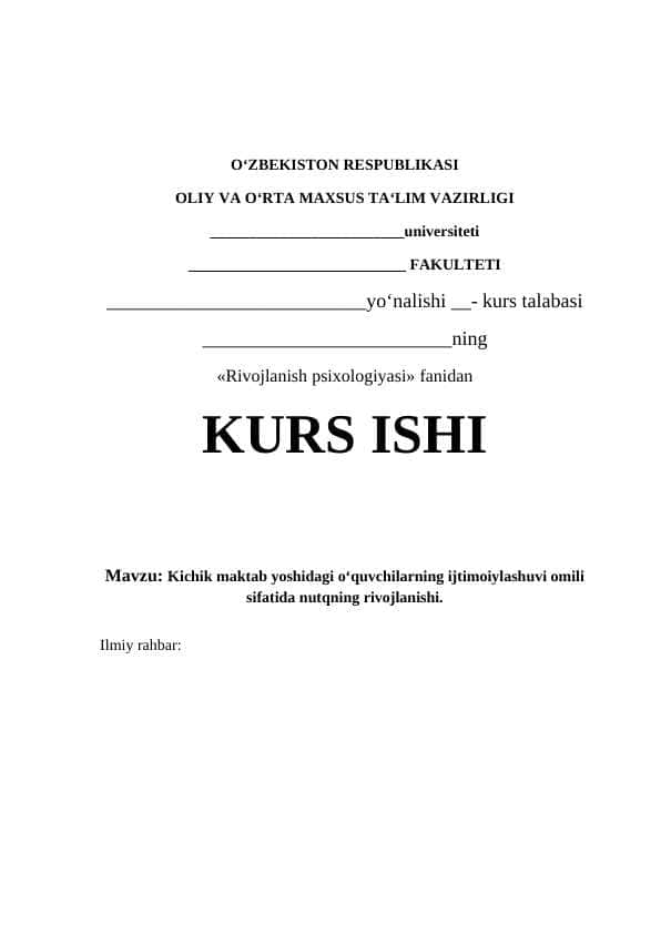 Kichik maktab yoshidagi o‘quvchilarning ijtimoiylashuvi omili sifatida nutqning rivojlanishi.