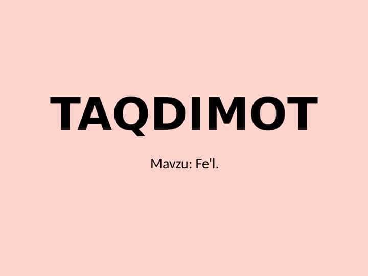 Fe'l so`z turkumi