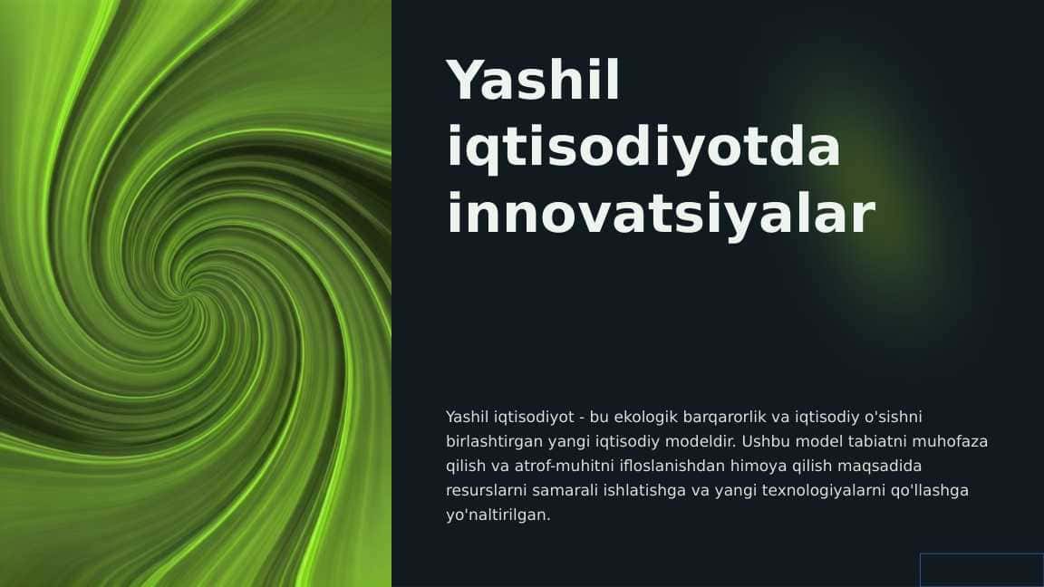 Yashil iqtisodiyotda innovatsionyalar