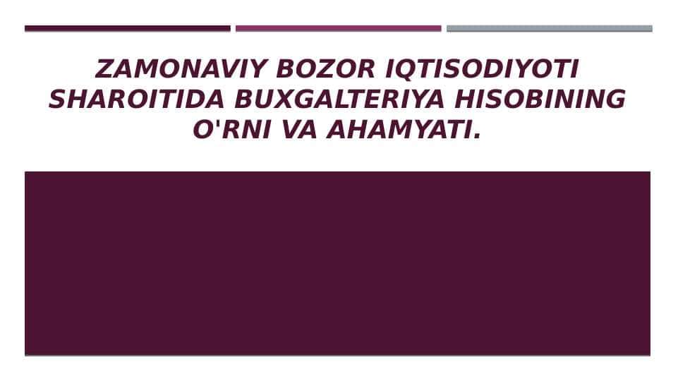 Zamonaviy bozor iqtisodiyoti