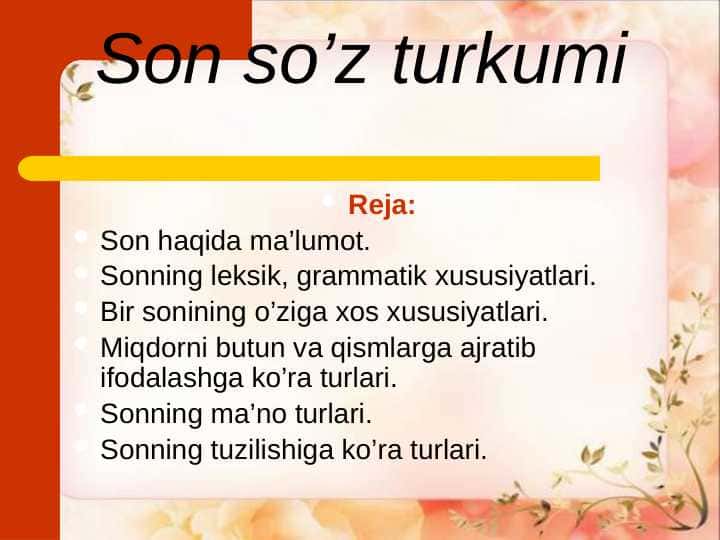 Son so’z turkumi