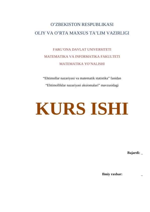 Ehtimolliklar nazariyasi aksiomalari