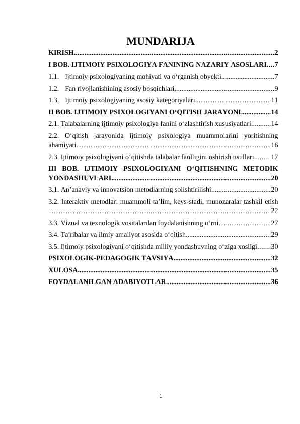 Ijtimoiy psixologiyani o'qitishning metodik usullari