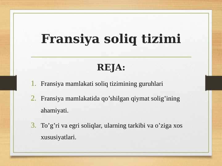 Fransiya soliq tizimi