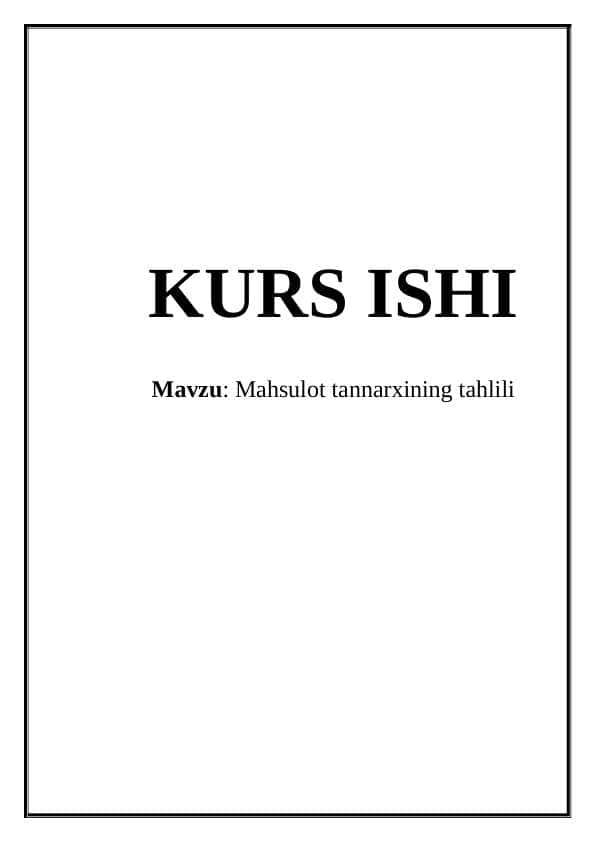 Mahsulot tannarxining tahlili