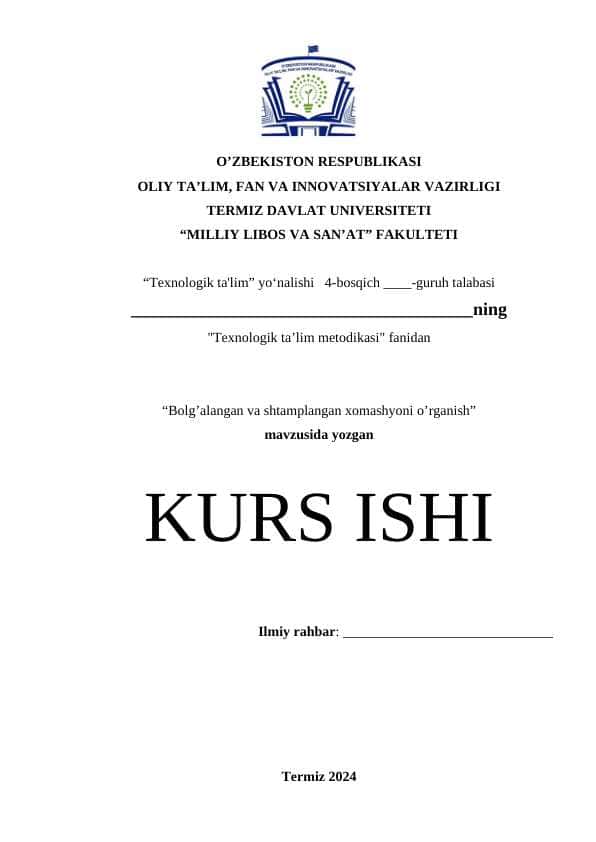 Bolg’alangan va shtamplangan xomashyoni o’rganish