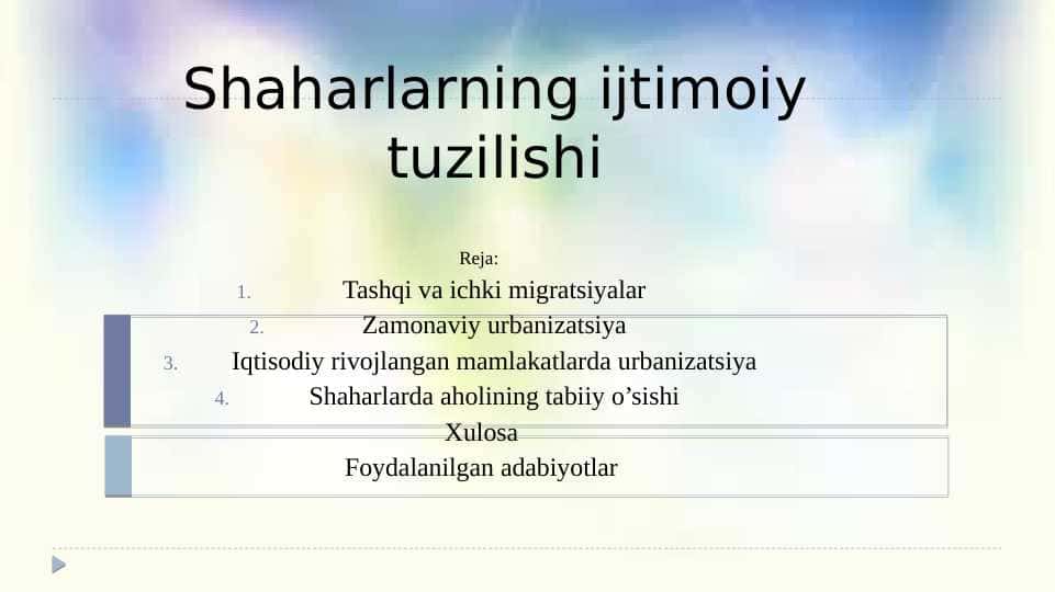 Shaharlarning ijtimoiy tuzilishi