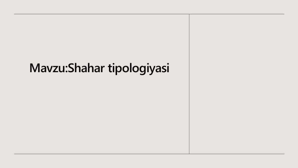 Shaxarlar tipologiyasi