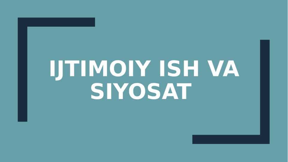 Ijtimoiy ish va siyosat