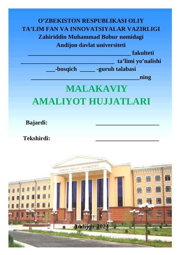 MALAKAVIY AMALIYOT HUJJATLARI jild