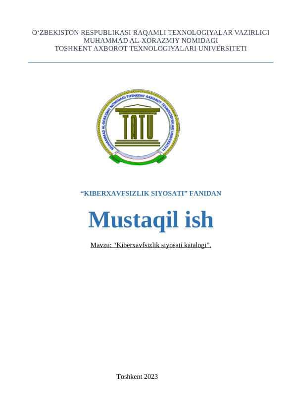 Kiberxavfsizlik siyosati katalogi