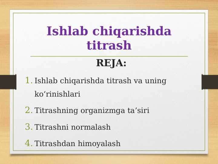 Ishlab chiqarishda titrash