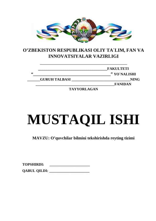 O’quvchilar bilmini tekshirishda reyting tizimi