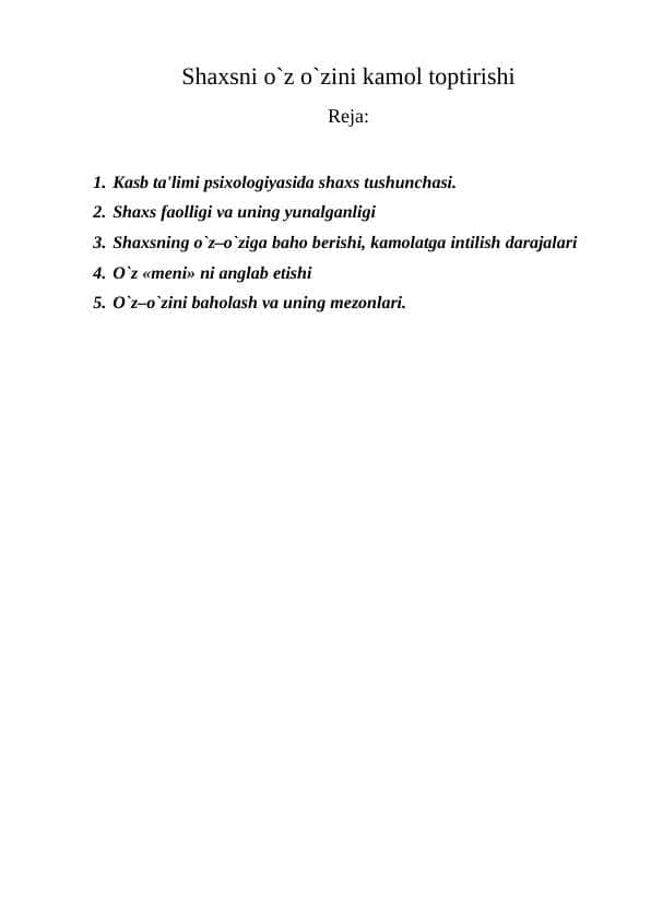 Shaxsni o`z o`zini kamol toptirishi.doc