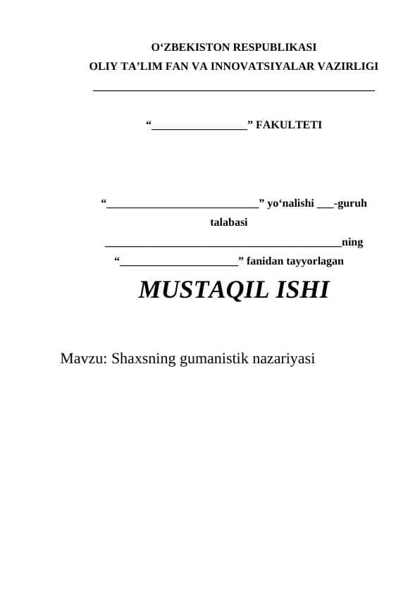 Shaxsning gumanistik nazariyasi