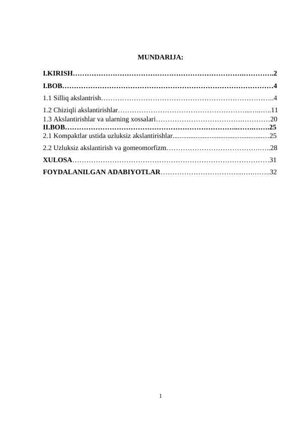 Silliq akslantrishlar.doc