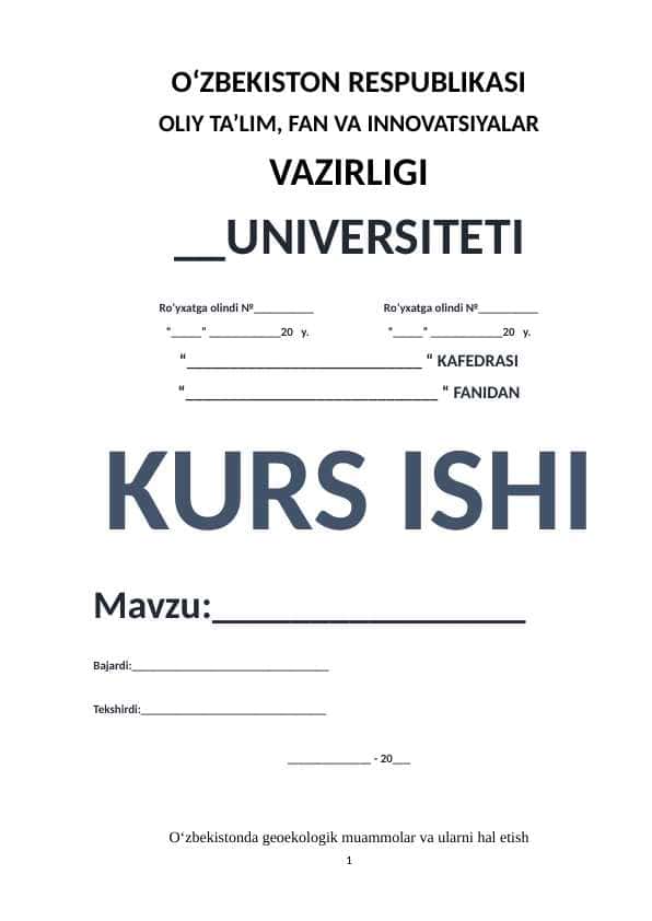 O‘zbekistonda geoekologik muammolar va ularni hal etish