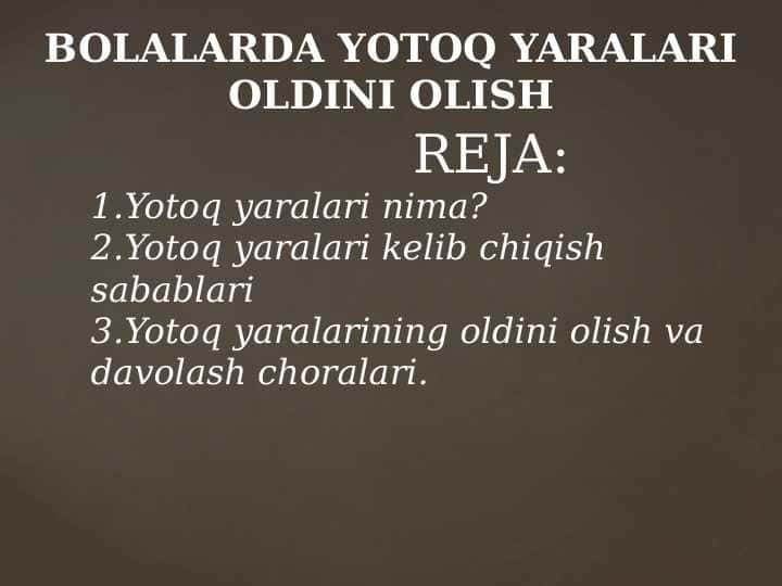 Bolalarda yotoq yaralari oldini olish