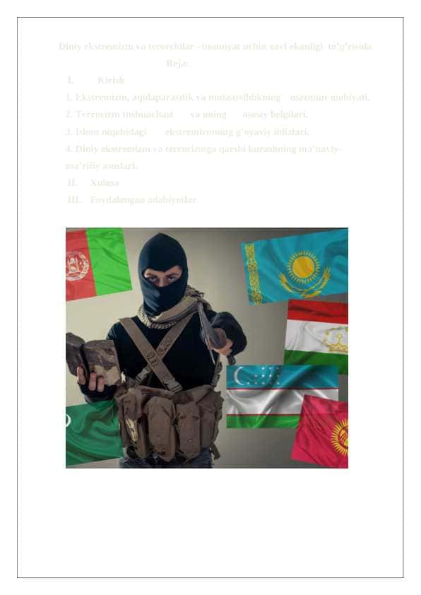 Diniy ekstremizm va terorchilar –insoniyat uchun xavf ekanligi to’g’risida 24