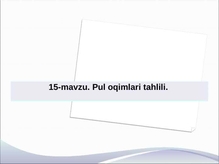 Pul oqimlari tahlili.