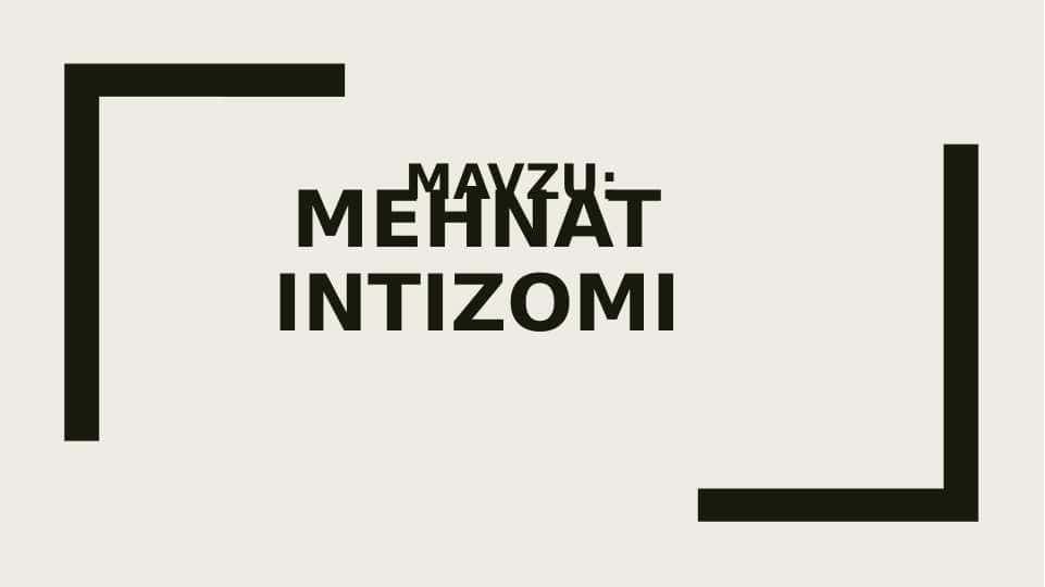 Mehnat intizomi