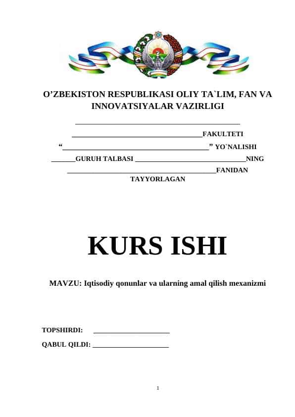 Iqtisodiy qonunlar va ularning amal qilish mexanizmi