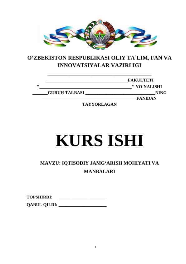 IQTISODIY JAMGʻARISH MOHIYATI VA MANBALARI