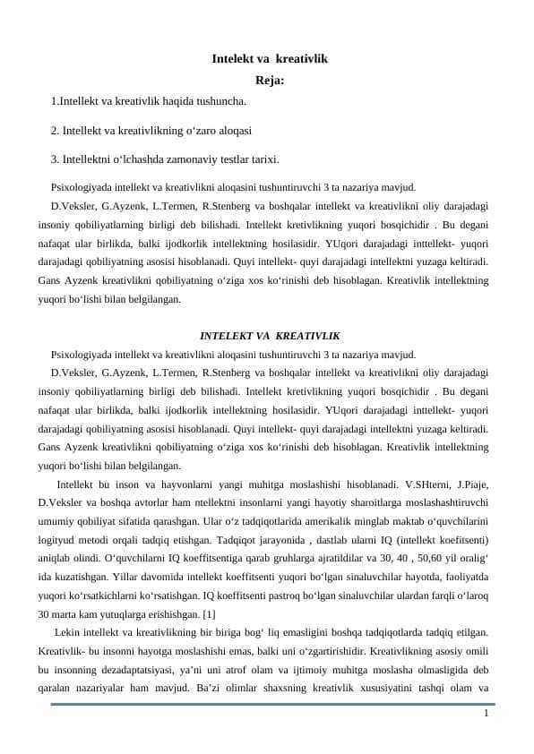 Intelekt va kreativlik