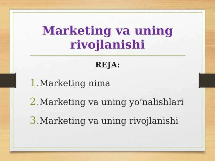 Marketing va uning rivojlanishi