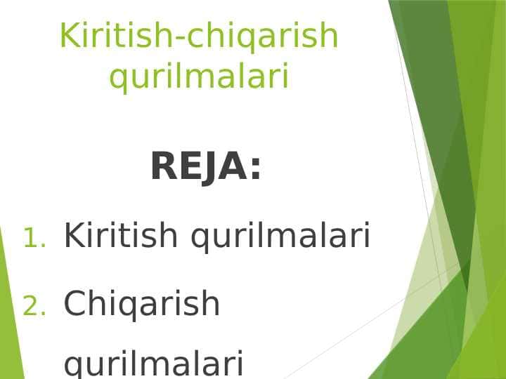 Kiritish-chiqarish qurilmalari