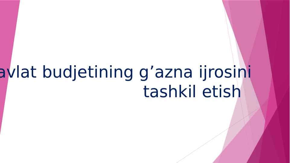 Davlat budjetining g’azna ijrosini tashkil etish