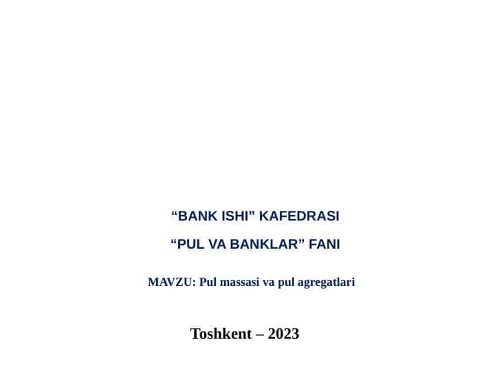 Pul massasi va pul agregatlari