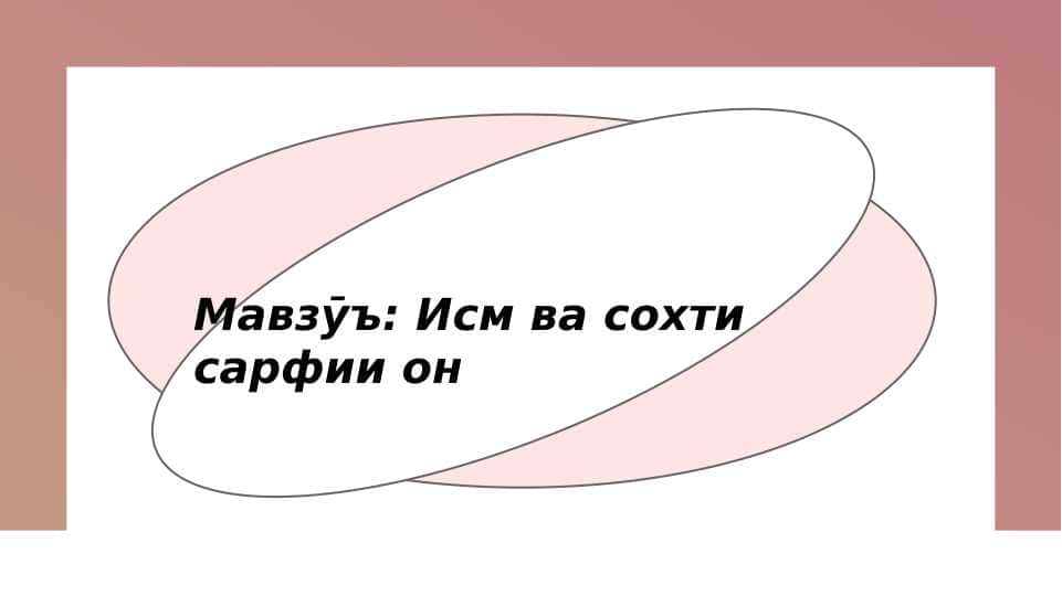Исм ва сохти сарфии он