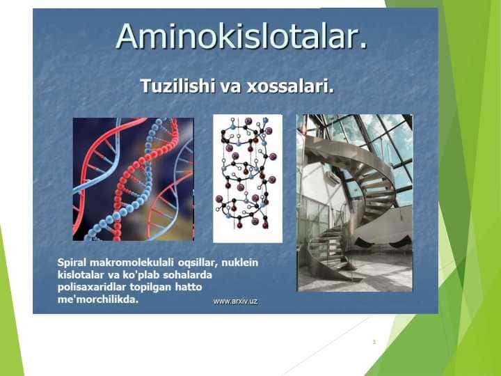 Aminokislotalar. Oqsillar