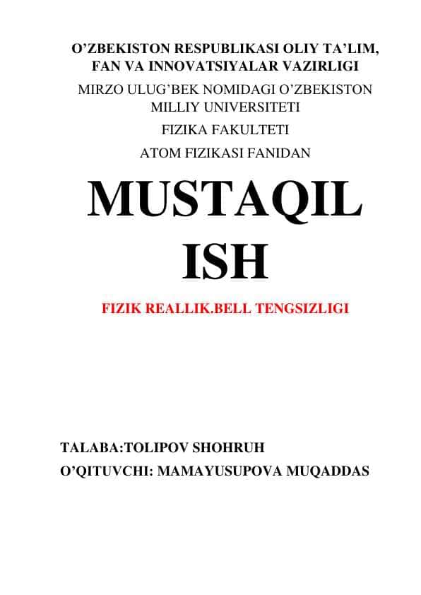 FIZIK REALLIK.BELL TENGSIZLIGI 3