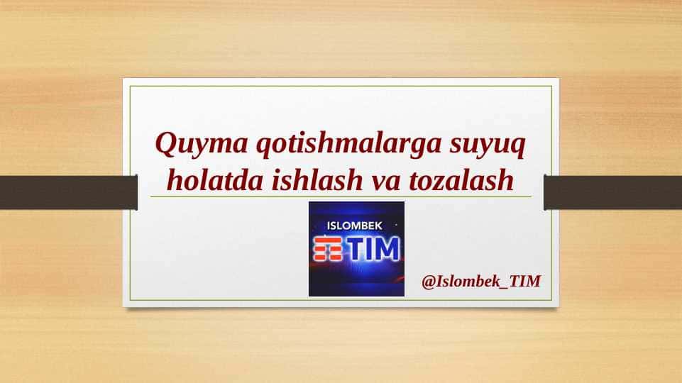Quyma qotishmalarga suyuq holatda ishlash va tozalash