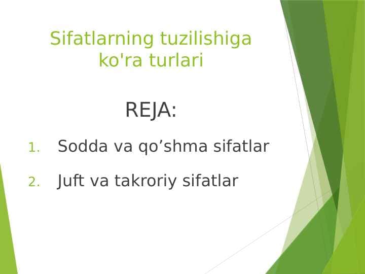 Sifatlarning tuzilishiga ko'ra turlari