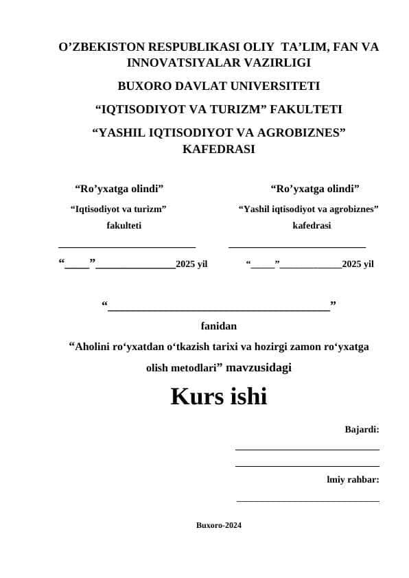 Aholini roʻyxatdan oʻtkazish tarixi va hozirgi zamon roʻyxatga olish metodlari