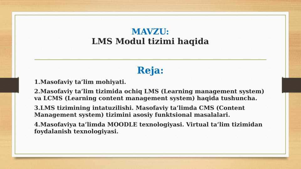 LMS Modul tizimi haqida