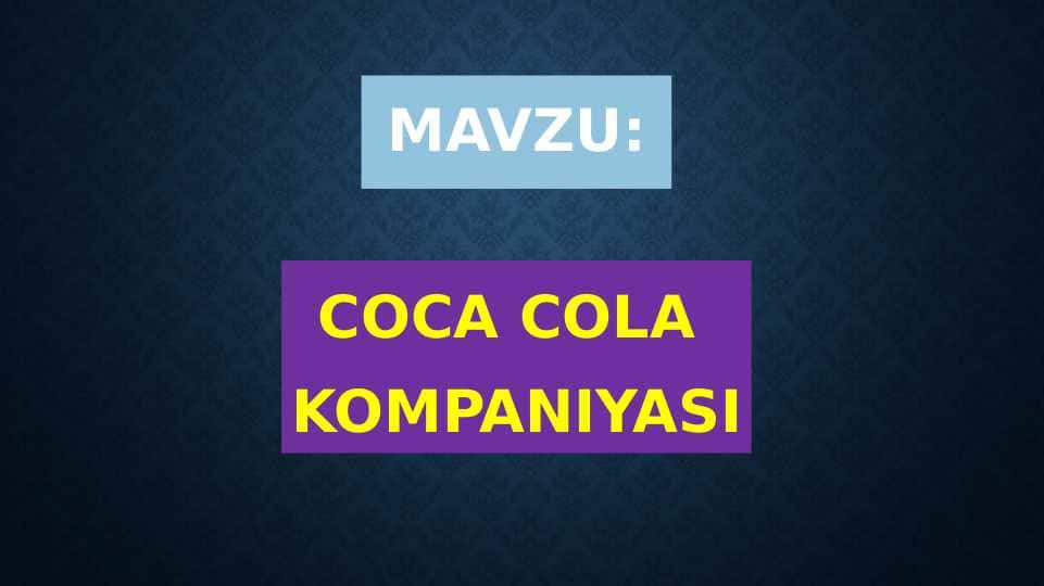 COCA COLA KOMPANIYASI