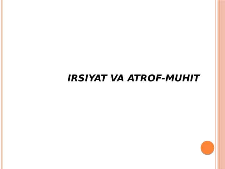 Irsiyat va atrof-muhit