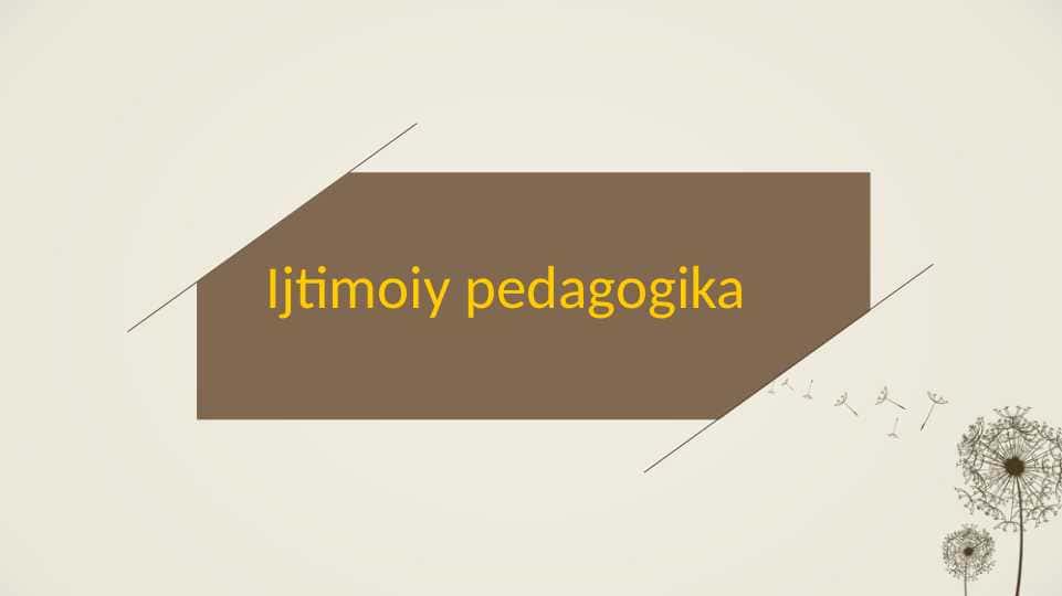 Ijtimoiy pedagogika