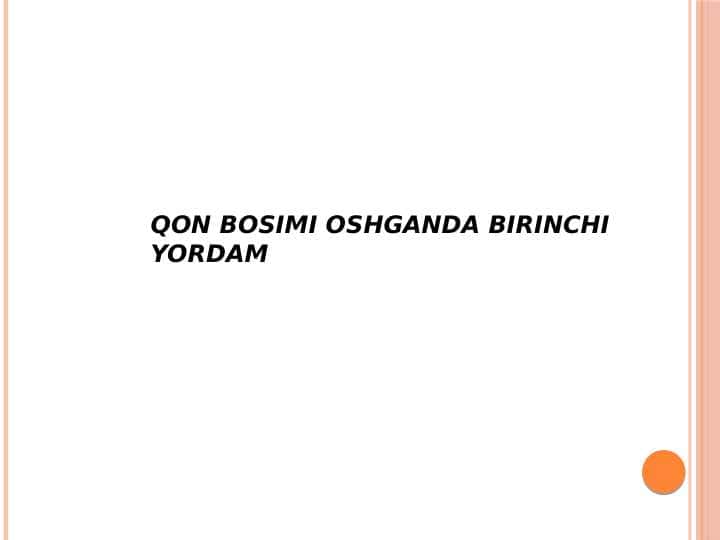 Qon bosimi oshganda
birinchi yordam