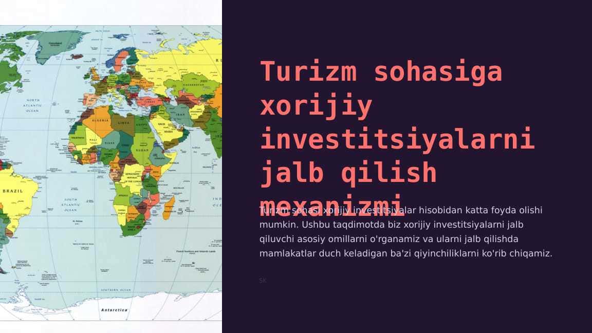Turizm sohasiga xorijiy investitsiyalarni jalb qilish mexanizmi