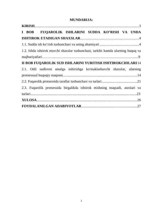 Fuqarolik sud ishlarini yuritish ishtirokchilari