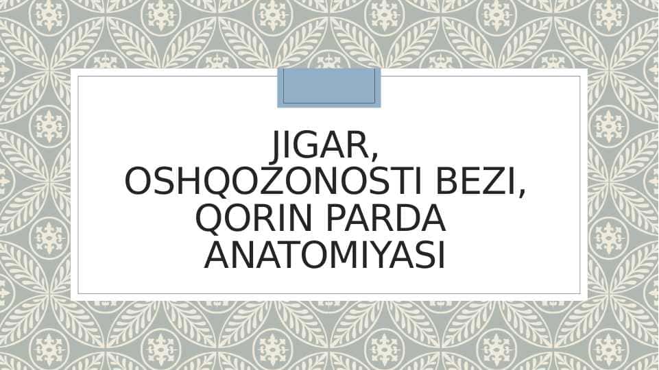 JIGAR, OSHQOZONOSTI BEZI, QORIN PARDA ANATOMIYASI