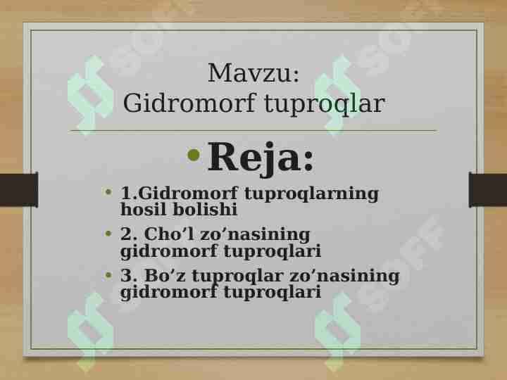 gidromorf tuproqlar