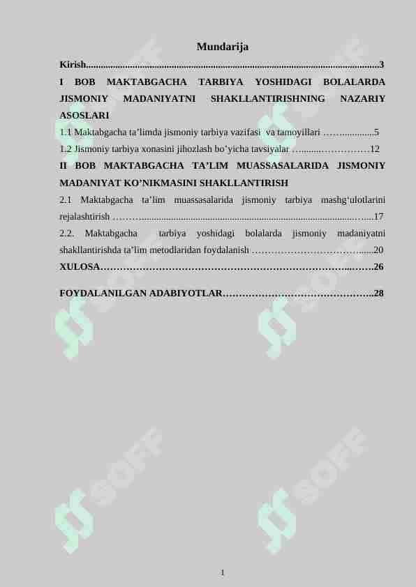 MAKTABGACHA TARBIYA YOSHIDAGI BOLALARDA JISMONIY MADANIYAT KO’NIKMALARINI SHAKLANTIRISH